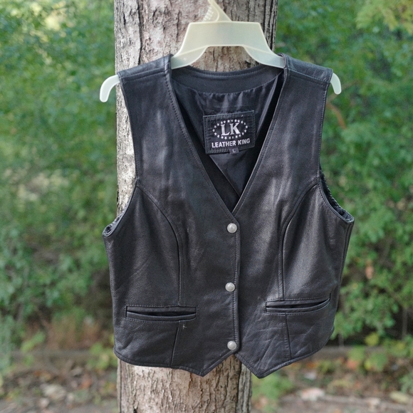 Leather King Leather Vest  Sz W/L M/M - Picture 5 of 11